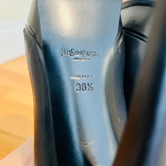 Saint Laurent YSL Black Calfskin Janis Stiletto Heel Platform Pumps 38.5 - Picture 13 of 16